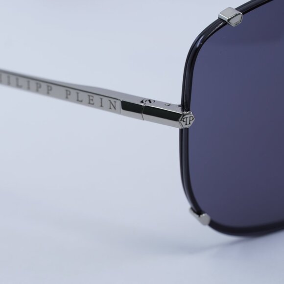🕶️ New Philipp Plein SPP075M 0K07 Sunglasses - Silver Frame, Grey Lenses - Picture 5 of 9